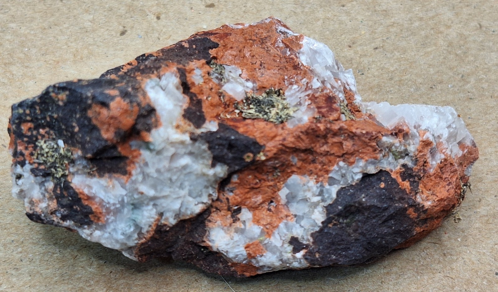 Calcite Epidote and Microcline In Basalt Conglomerate -Michigan Copper Mine