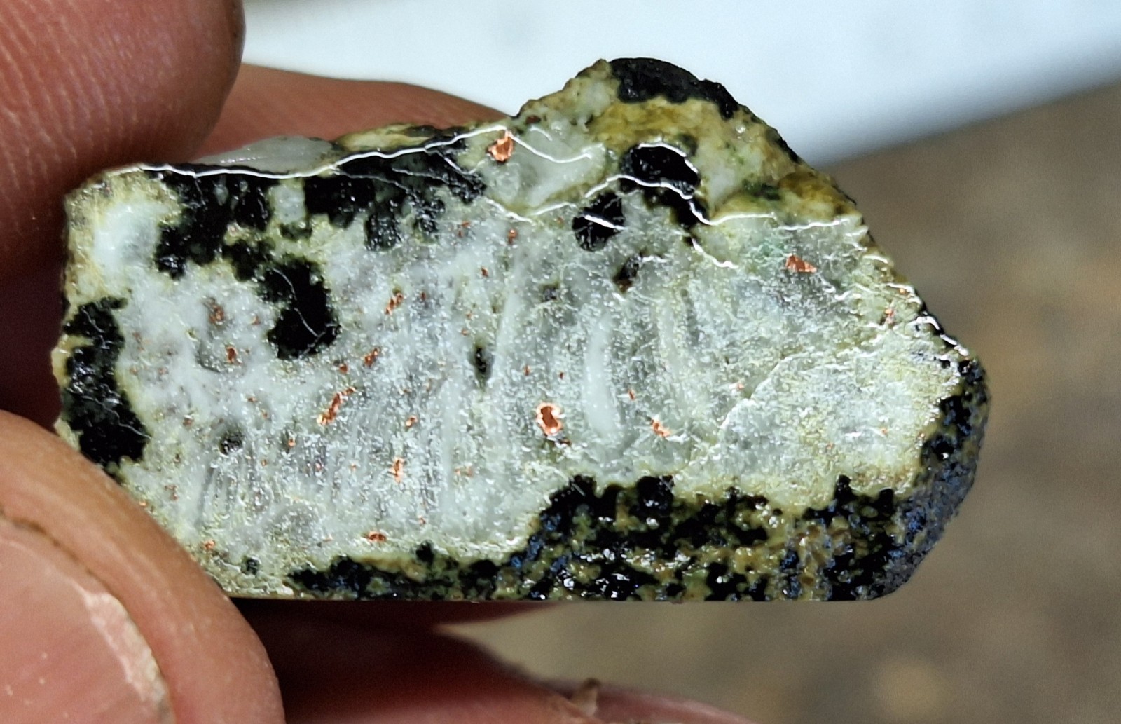 Copper Replacement Agate In Greenstone – Wolverine #2 Copper Mine – Michigan