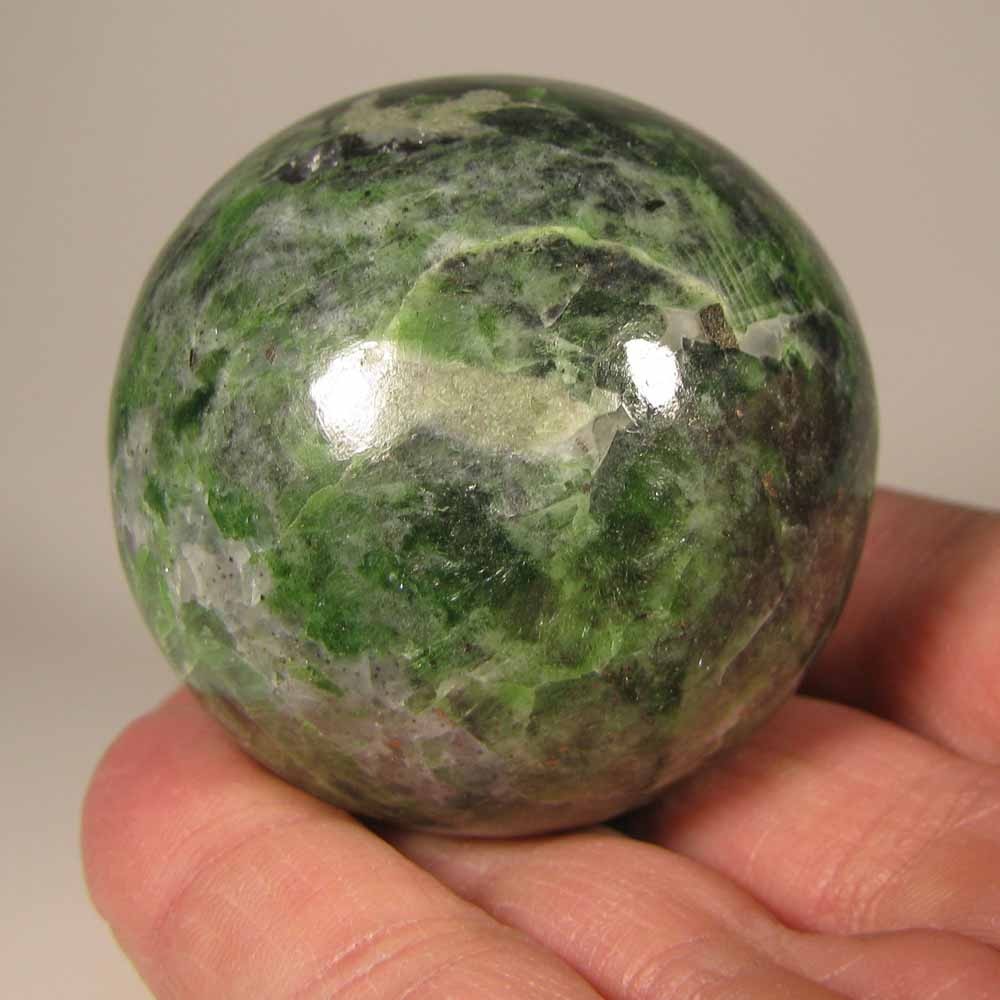 2″ Rare Green CHROME DIOPSIDE Gemstone Sphere w/ Stand – Siberia, Russia – 52mm
