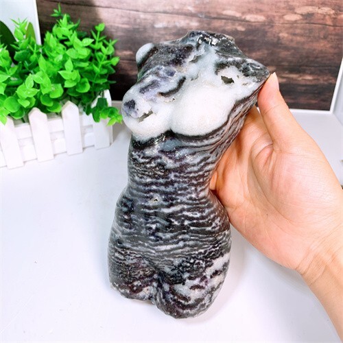 1pc Natural crystal Woman body Fluoirte goddess carving healing Home decoration
