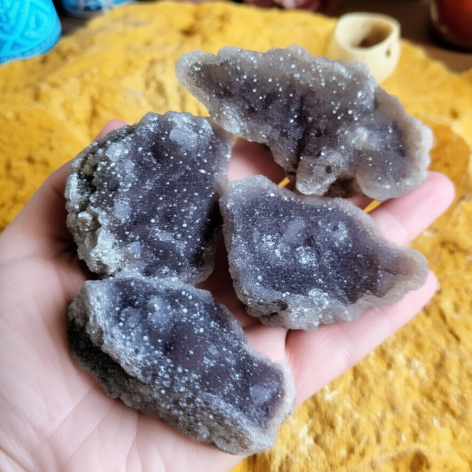 Natural Black Druzy Sphalerite Crystal Cluster Rough Mineral Healing Rock Gift