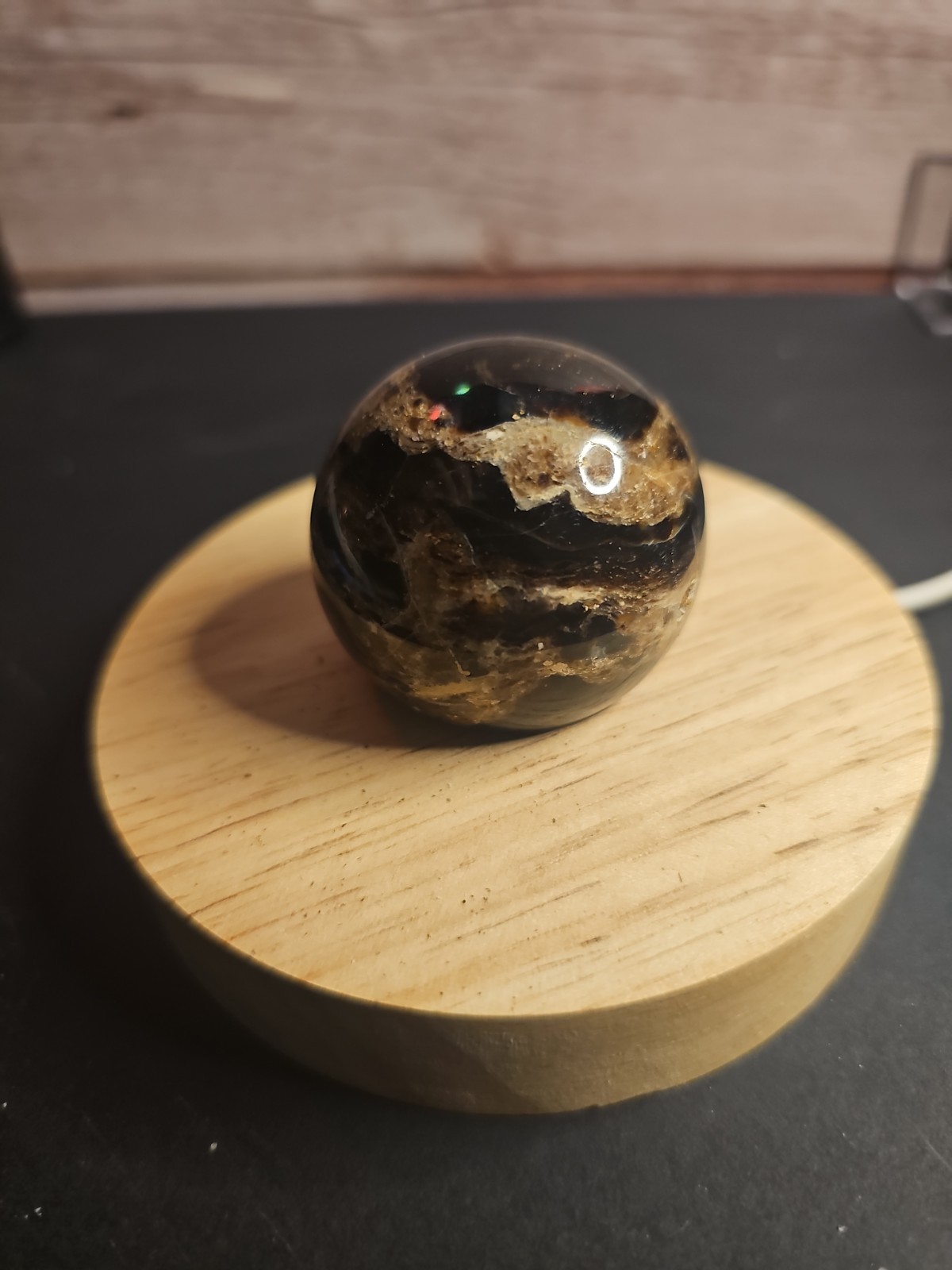 44mm Natural Black Opal Sphere – Polished Crystal Ball – 3.75 oz