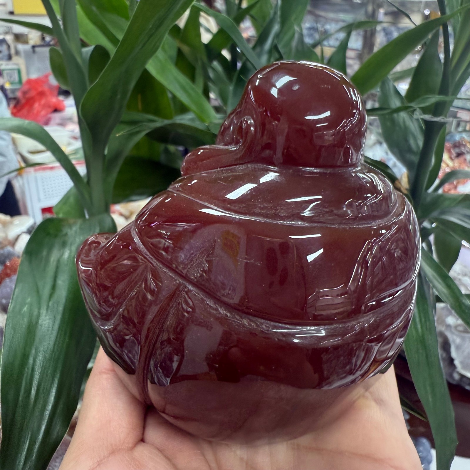 1.1LB Natural Red agate hand carved Buddha Quartz Crystal reiki healing random