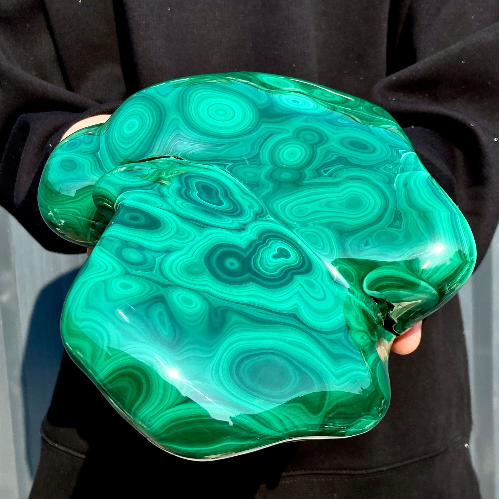 11.4LB Large Natural glossy malachite transparent cluster rough mineral sample