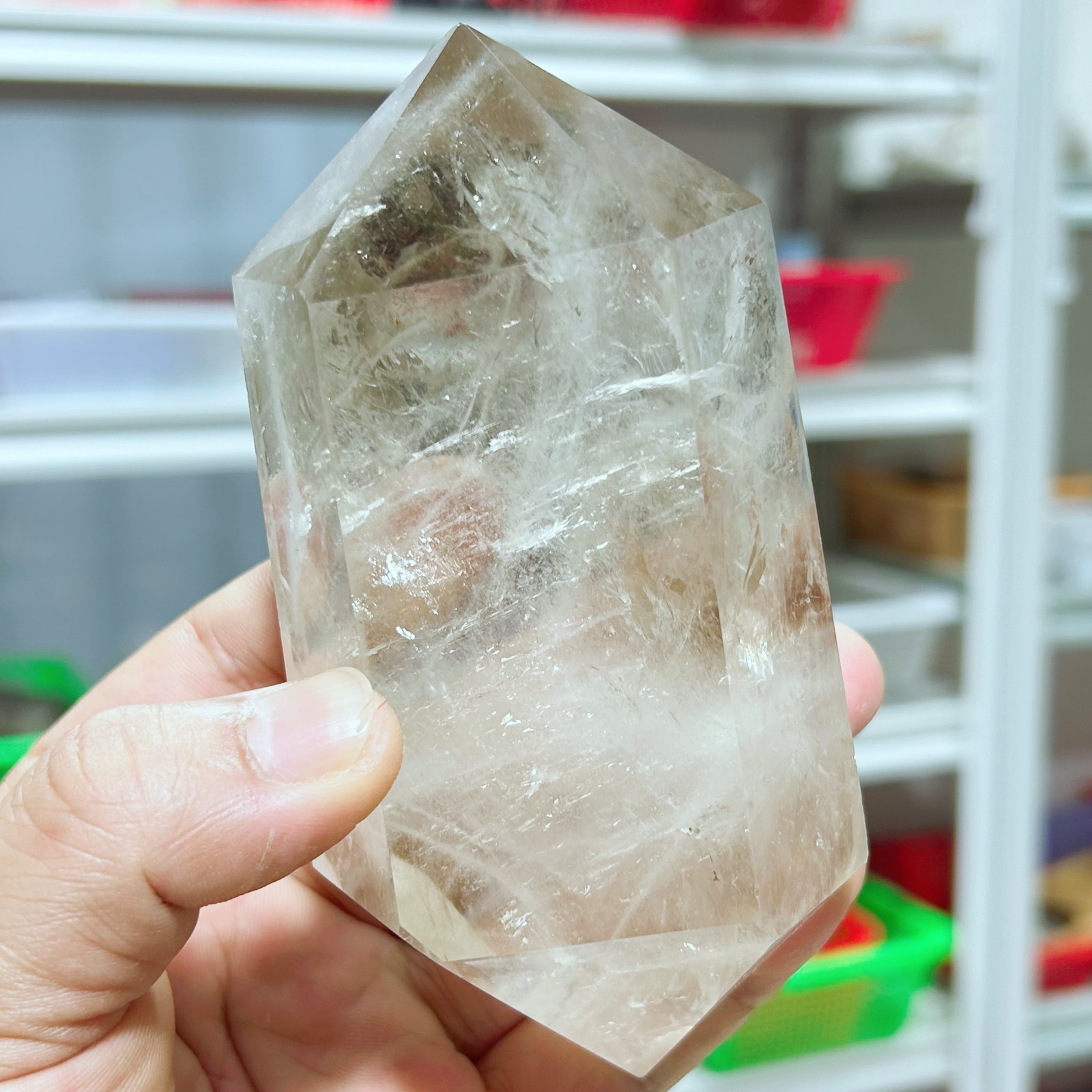 1.17LB Natural Smoky Quartz Obelisk Crystal Double Point Healing G7726