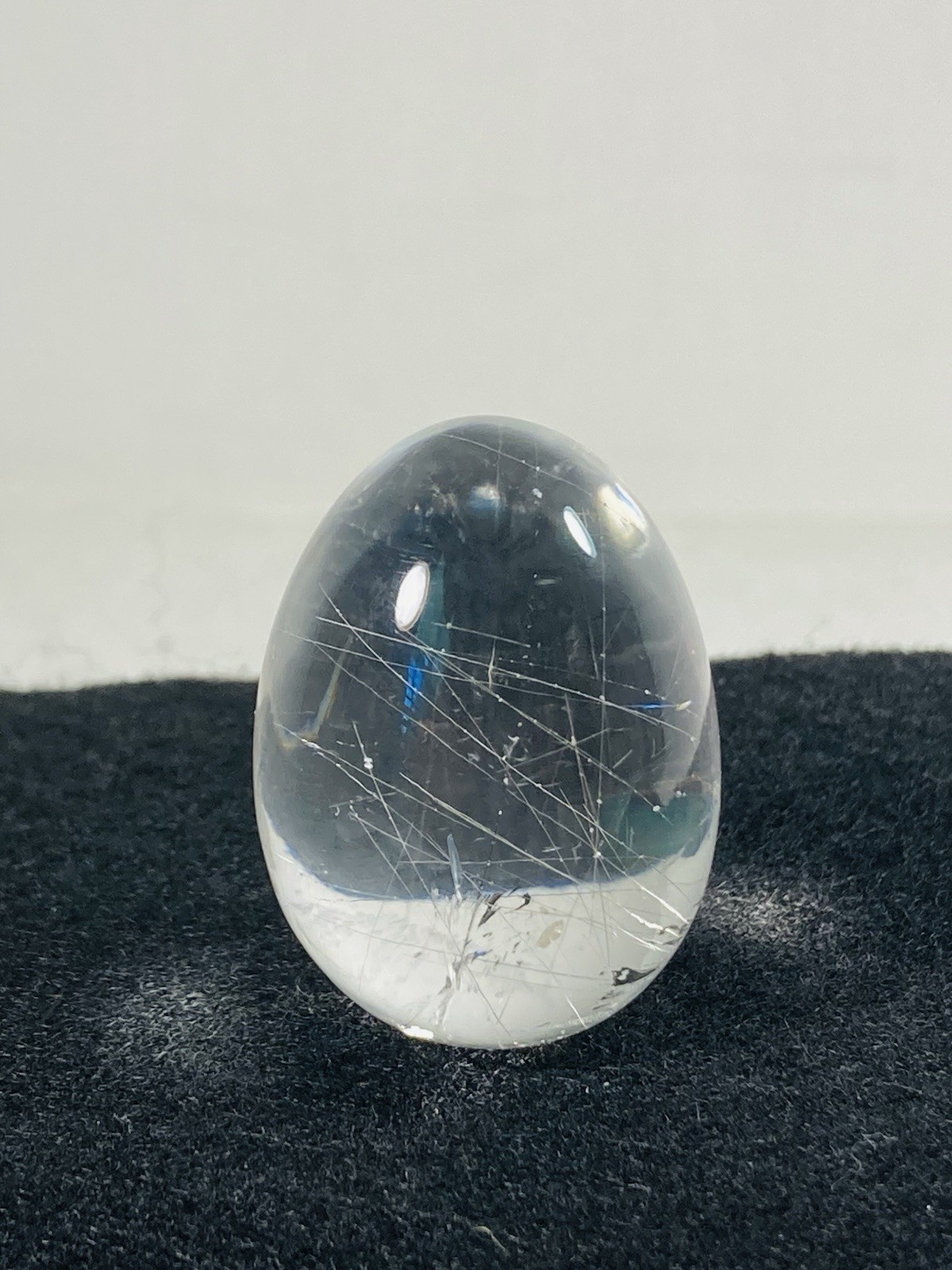 Rutilated Quartz natural fine Egg clear 33 grams 1.5”across hairy mineral