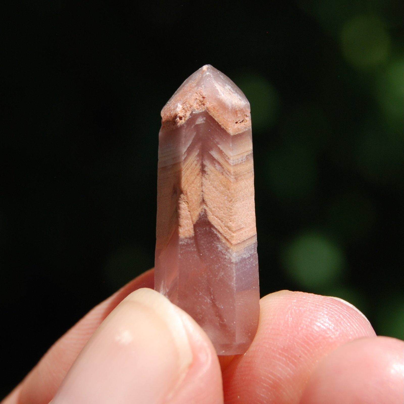 1in RARE Pink Lithium x Amphibole Quartz Crystal Mini Tower, Bahia, Brazil d19