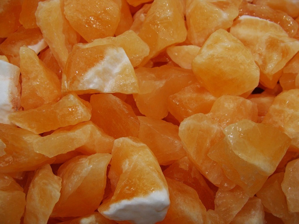 1000 Carat Lots of Unsearched Natural Orange Calcite Rough + a FREE Faceted Gem