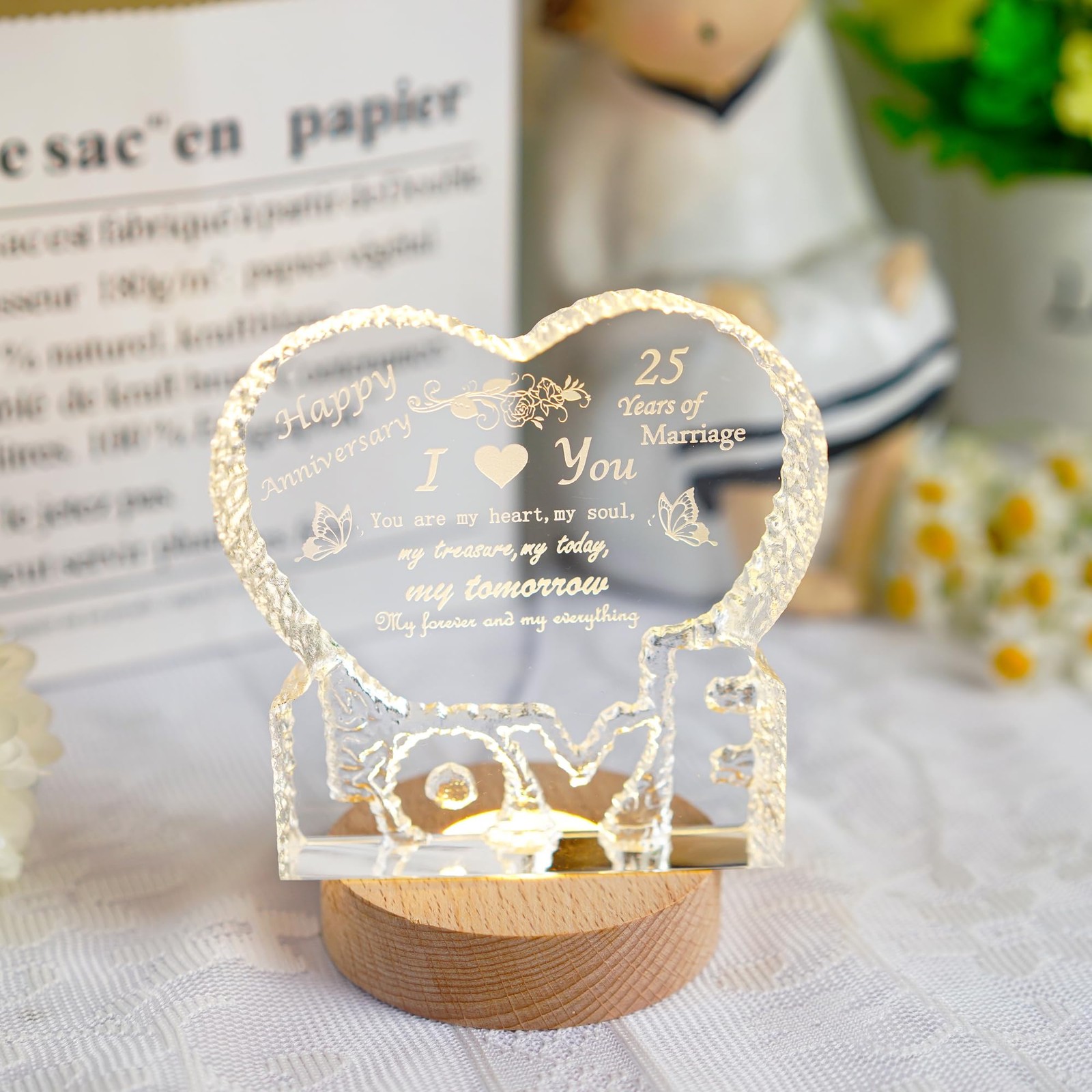 2Pcs Led Wood Display Stand for 3D Crystal Glass 2.7in Resin Art Light Wooden…