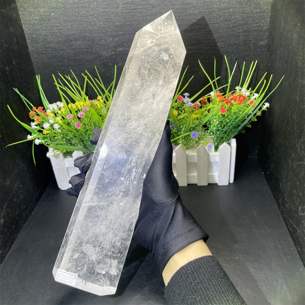 3.7LB 12.6″ Natural A++ Clear Quartz Obelisk Tower Crystal Reiki Decor Rainbow