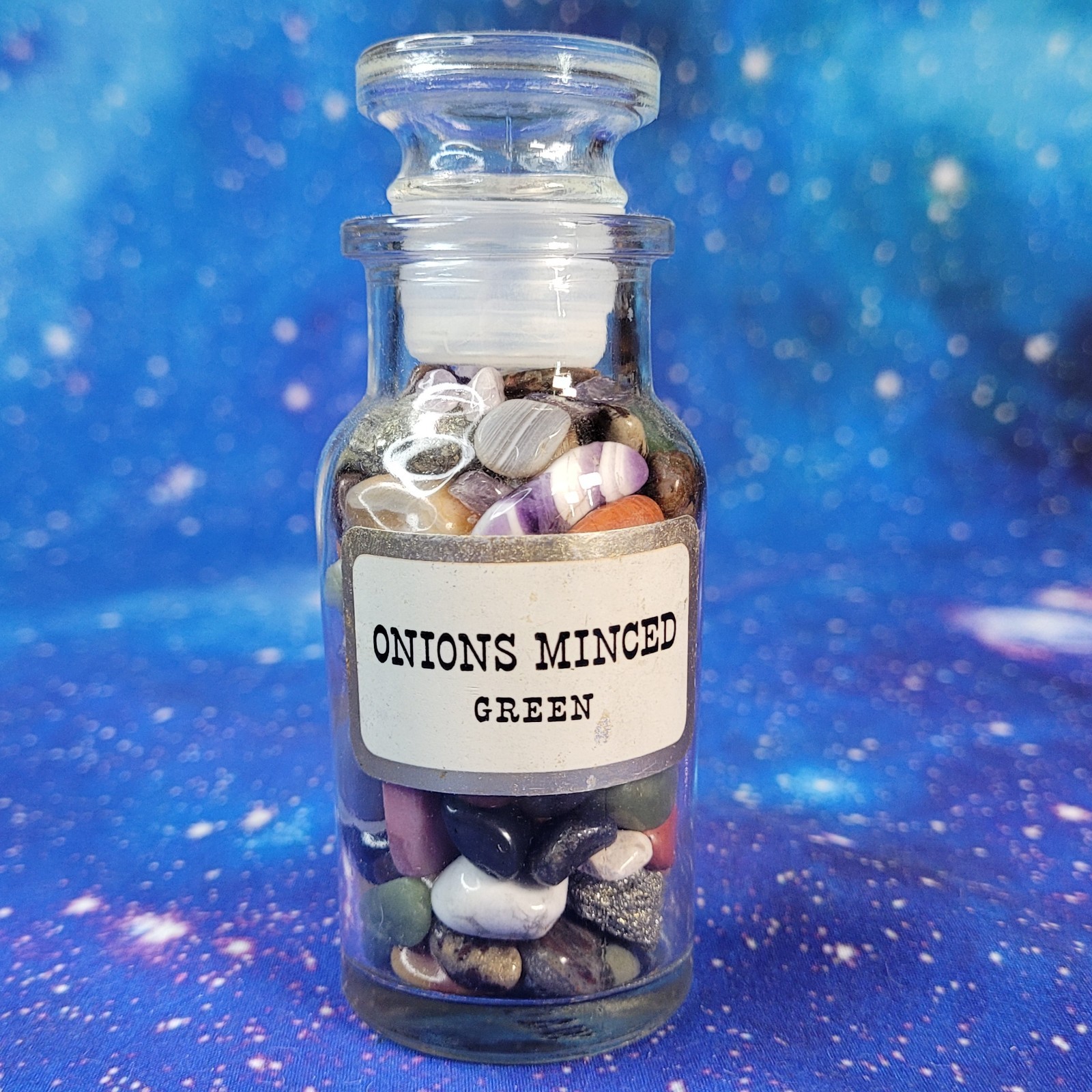 1/4 lb Mixed Crystals in Vintage Apothecary Glass Jar Wagner Spice Tumbles/Chips