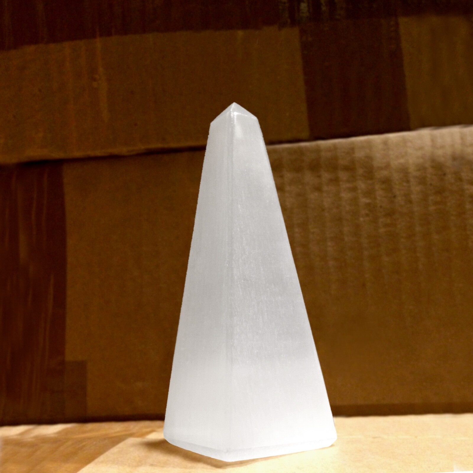 Selenite Tower Polished ” Crystal Obelisk Natural Carved Pyramid Energy Healing