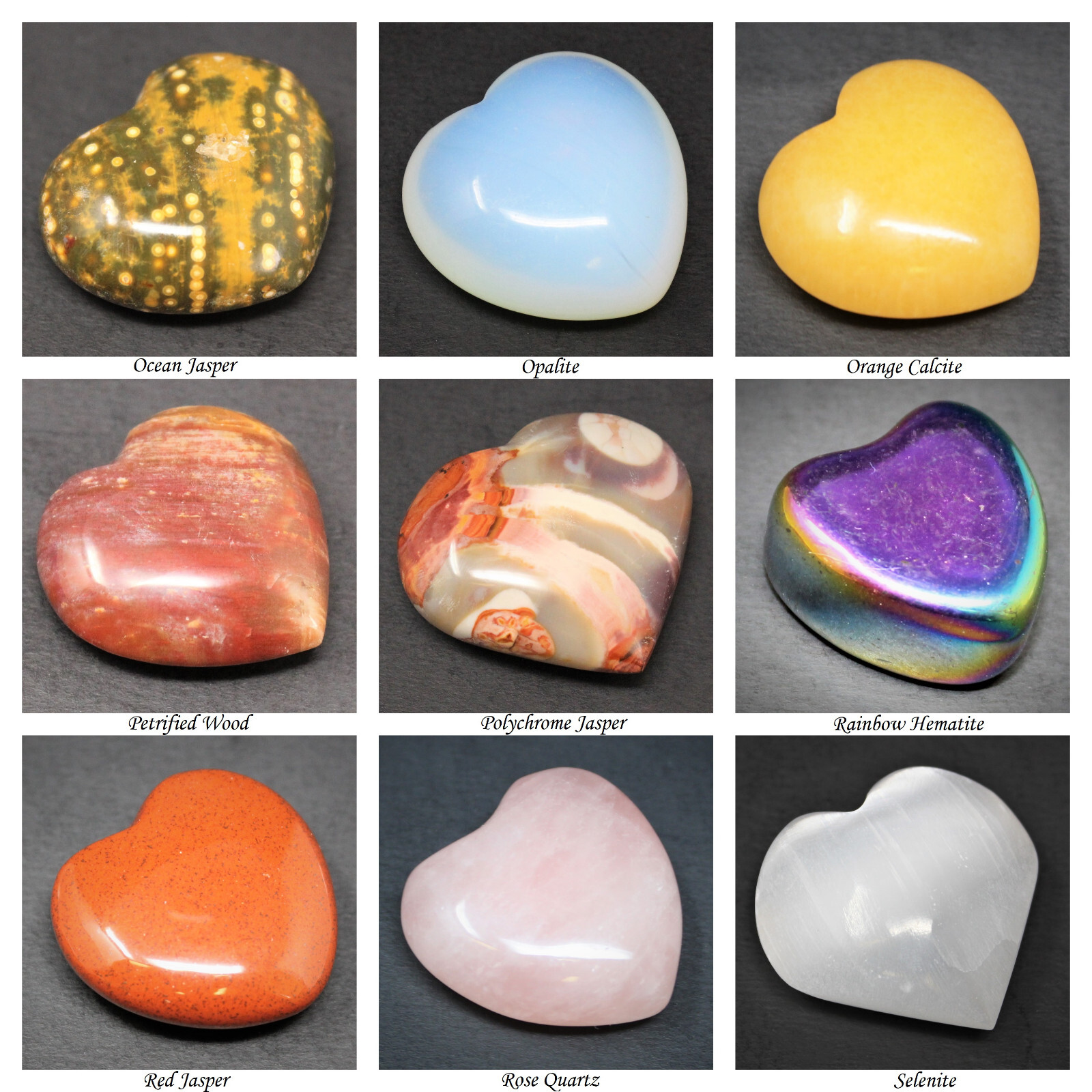 25 Crystal Hearts: Mixed Pack of Best Sellers 1″ Gemstone Hearts WHOLESALE BULK