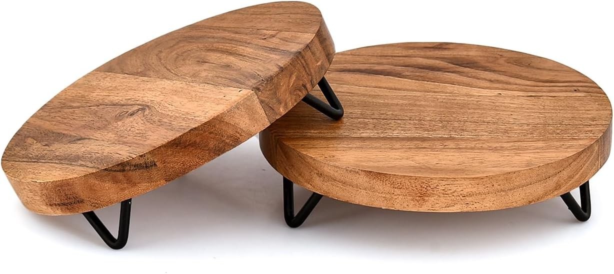 Pedestals Iron & Acacia Wood Multi-Purpose Display Pedestal Riser Board Soap