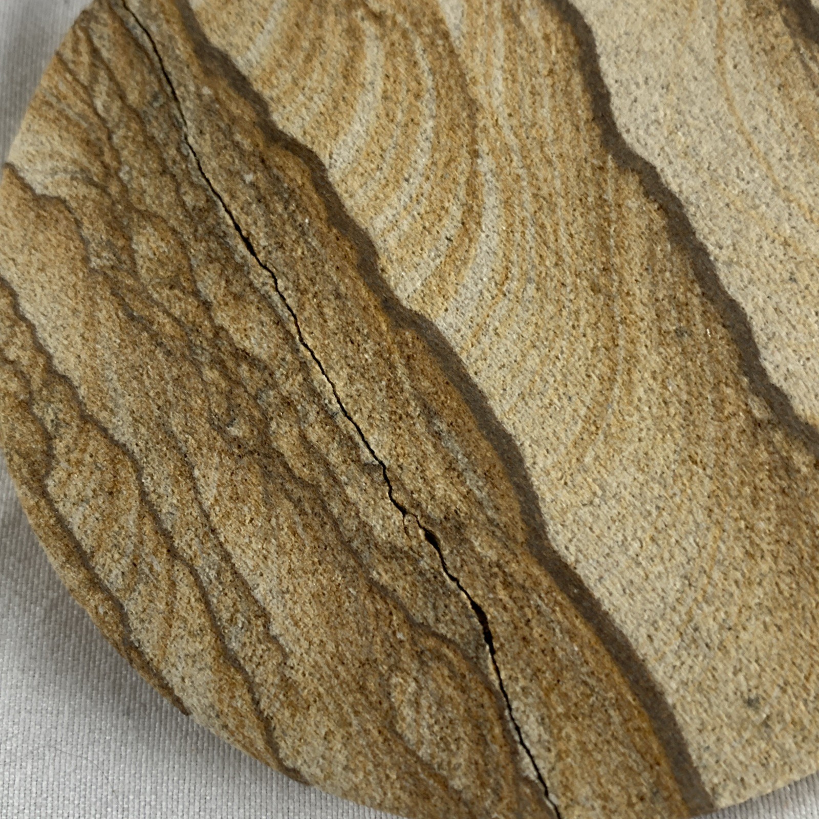 Kanab Goldenstone Sandstone Set of 4 Coasters w/Wood Holder Utah 3.75″ Diam READ