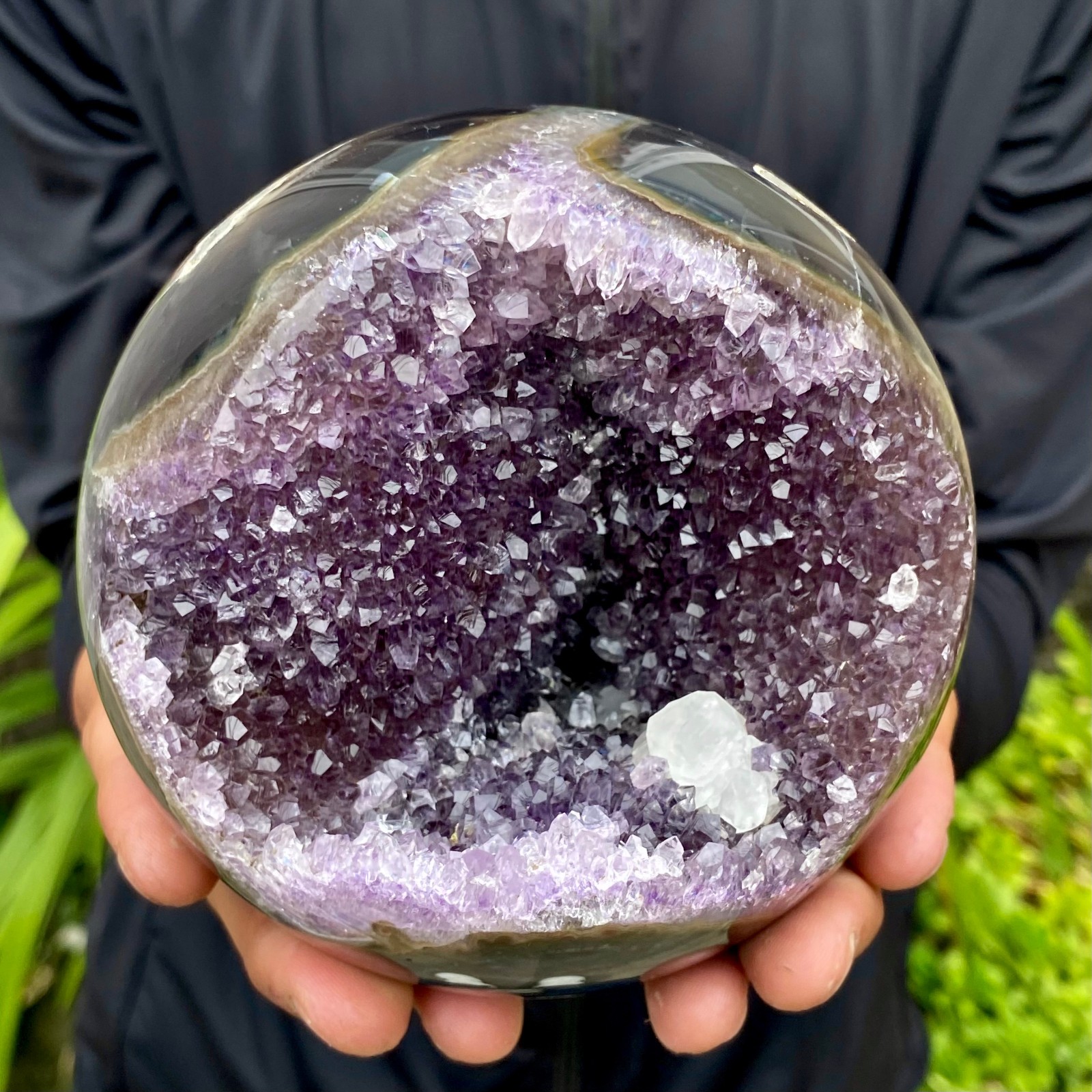 3.96LB Natural Amethyst Agate Ball Quartz Crystal Sphere reiki healing gem