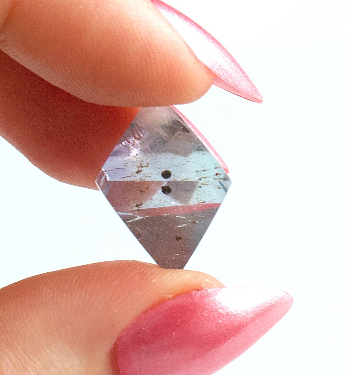 Polished Fluorite Octahedron Gem Blue With Oil Inclusions Illinois 2.0 Cms