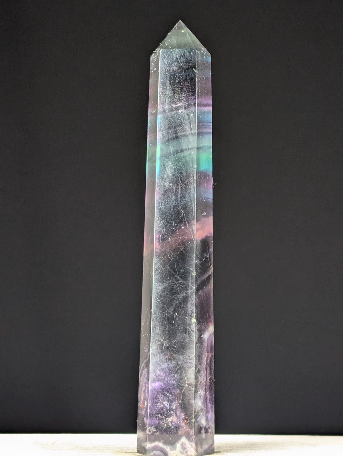 Rainbow Fluorite Tower Crystal Gemstone Large Tall Point Chakra Reiki