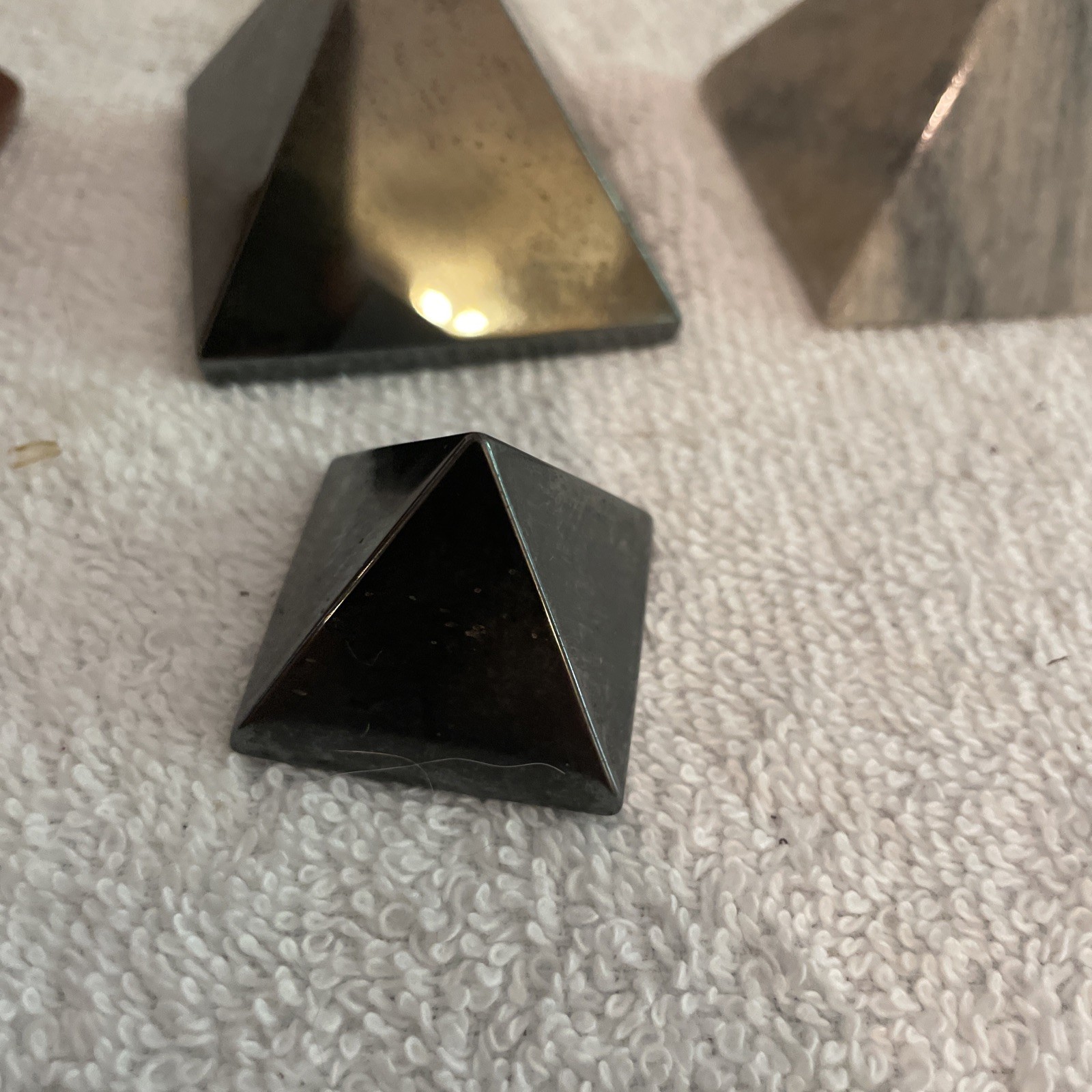 Polished Lot Of 5 Stone Pyramid Paperweight Egyptian Egypt mystic library travel