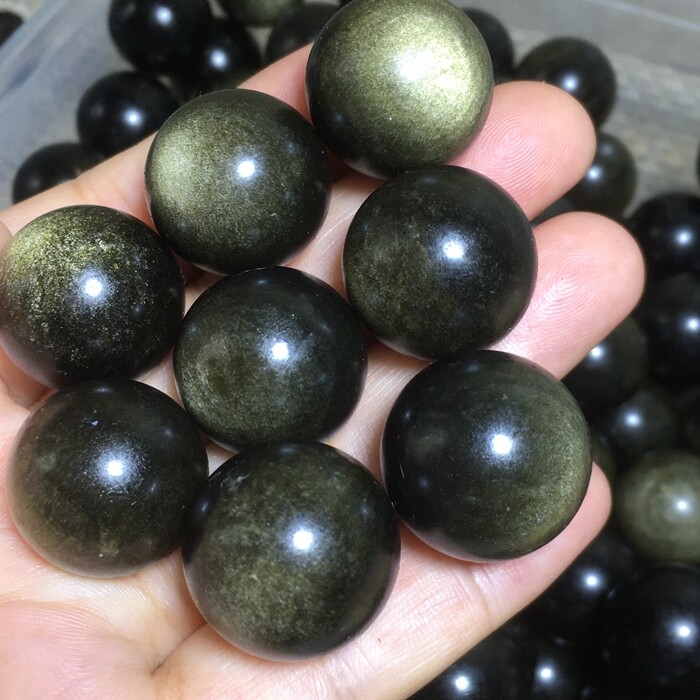 10Pcs Wholesale!NATURAL Golden BLACK Obsidian QUARTZ CRYSTAL Sphere Ball 20mm