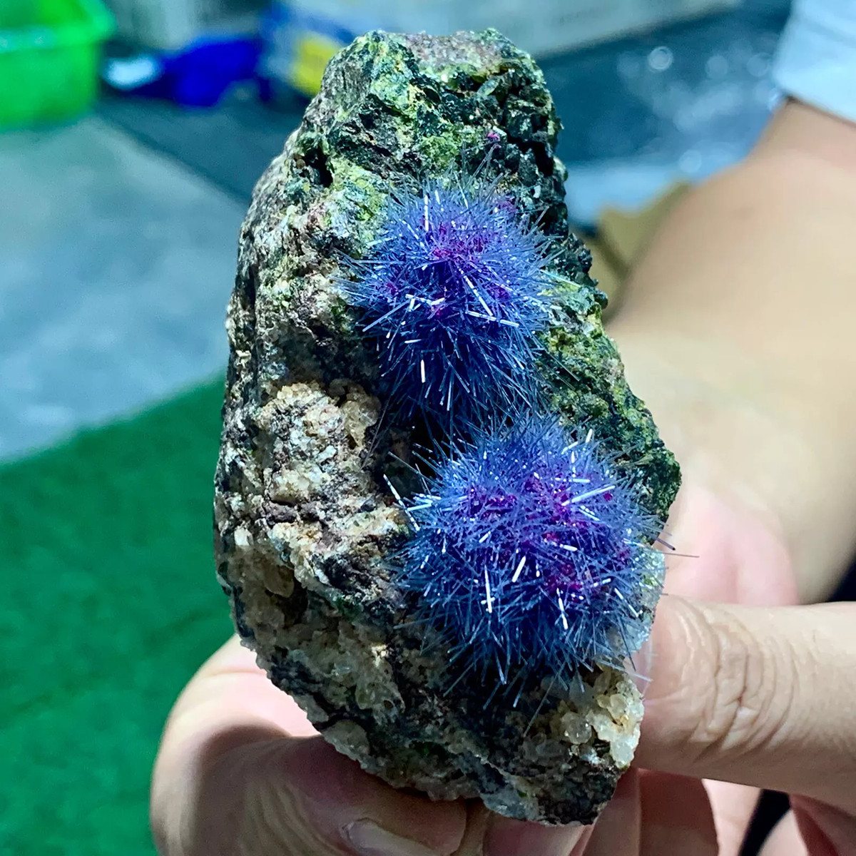 50-80g Blue Dandelion Zeolite Quartz Crystal Healing Cluster Mineral Specimen