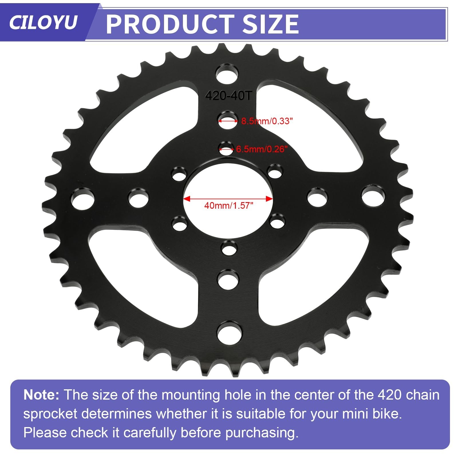 420 Chain Mini Bike Sprocket 40T 40mm with 90 Links 42 Links Replacement for …