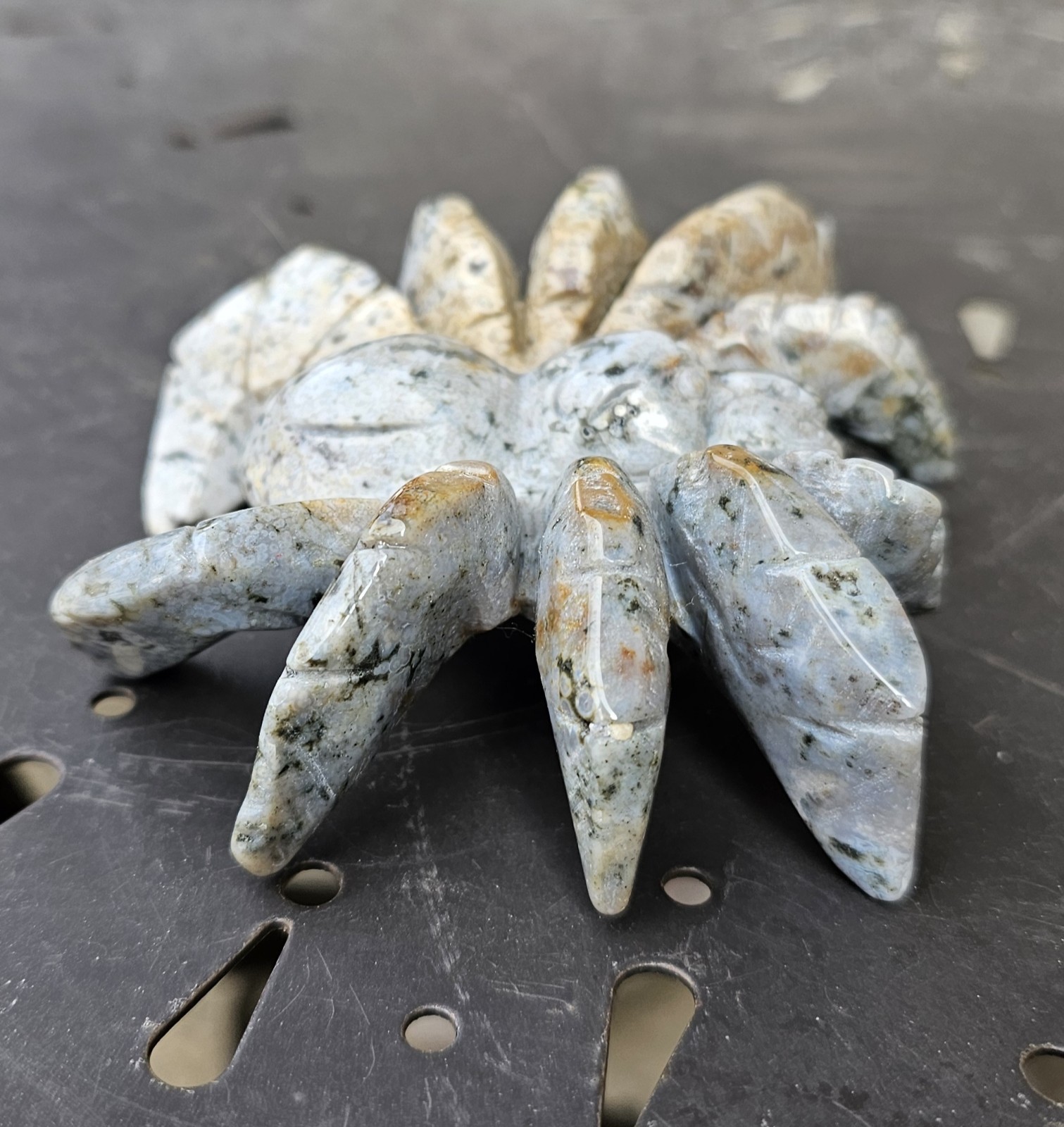 Ocean Jasper Spider Carving