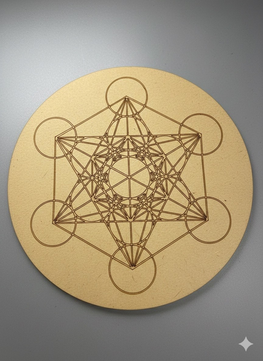 Metatron’s Cube Sacred Geometry Crystal Wooden Grid Board Reiki Yoga Altar Decor