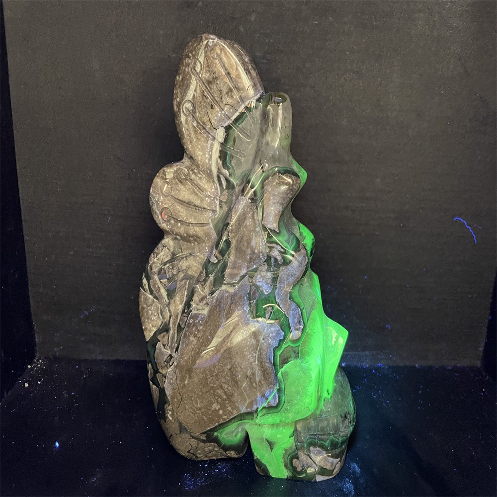 4.5LB 7.6”Natural UV Agate Fairy Carving Ornament Quartz Crystal Carving Gift