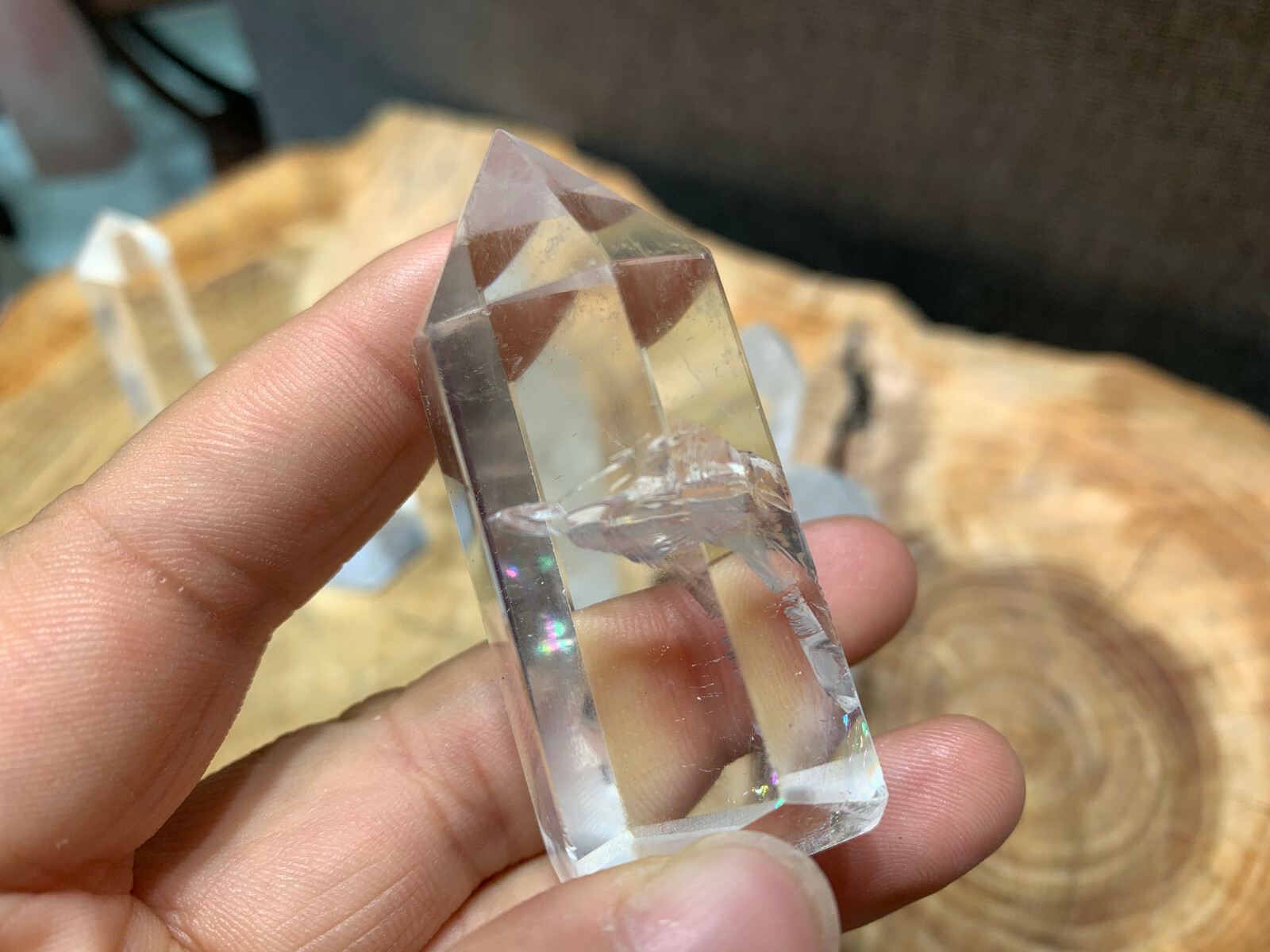 7PCS natural clear quartz obelisk crystal wand point healing 40-70mm