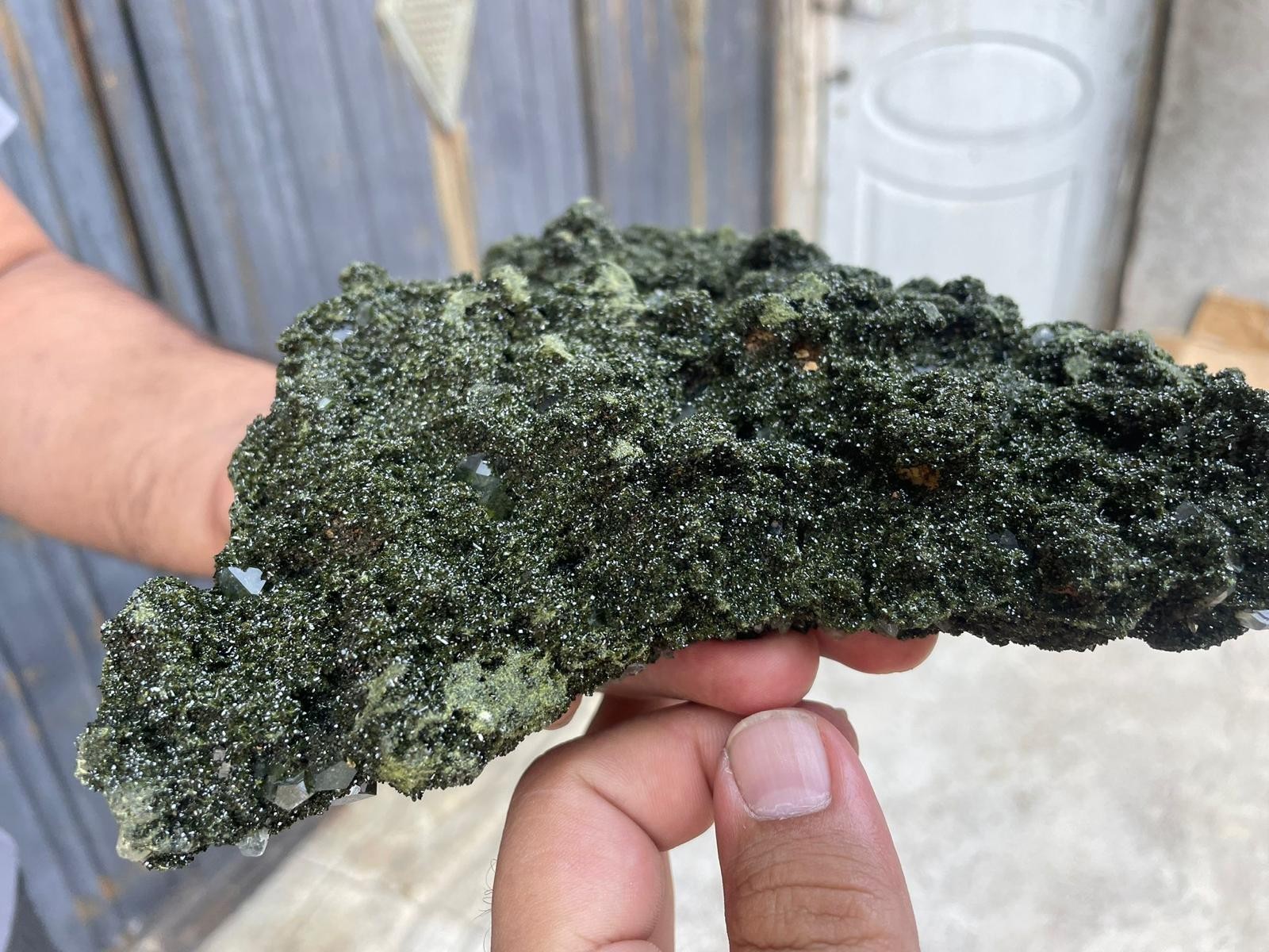 Large Natural Green Mineral Specimen – Believed to be Epidote – Raw Crystal Clus