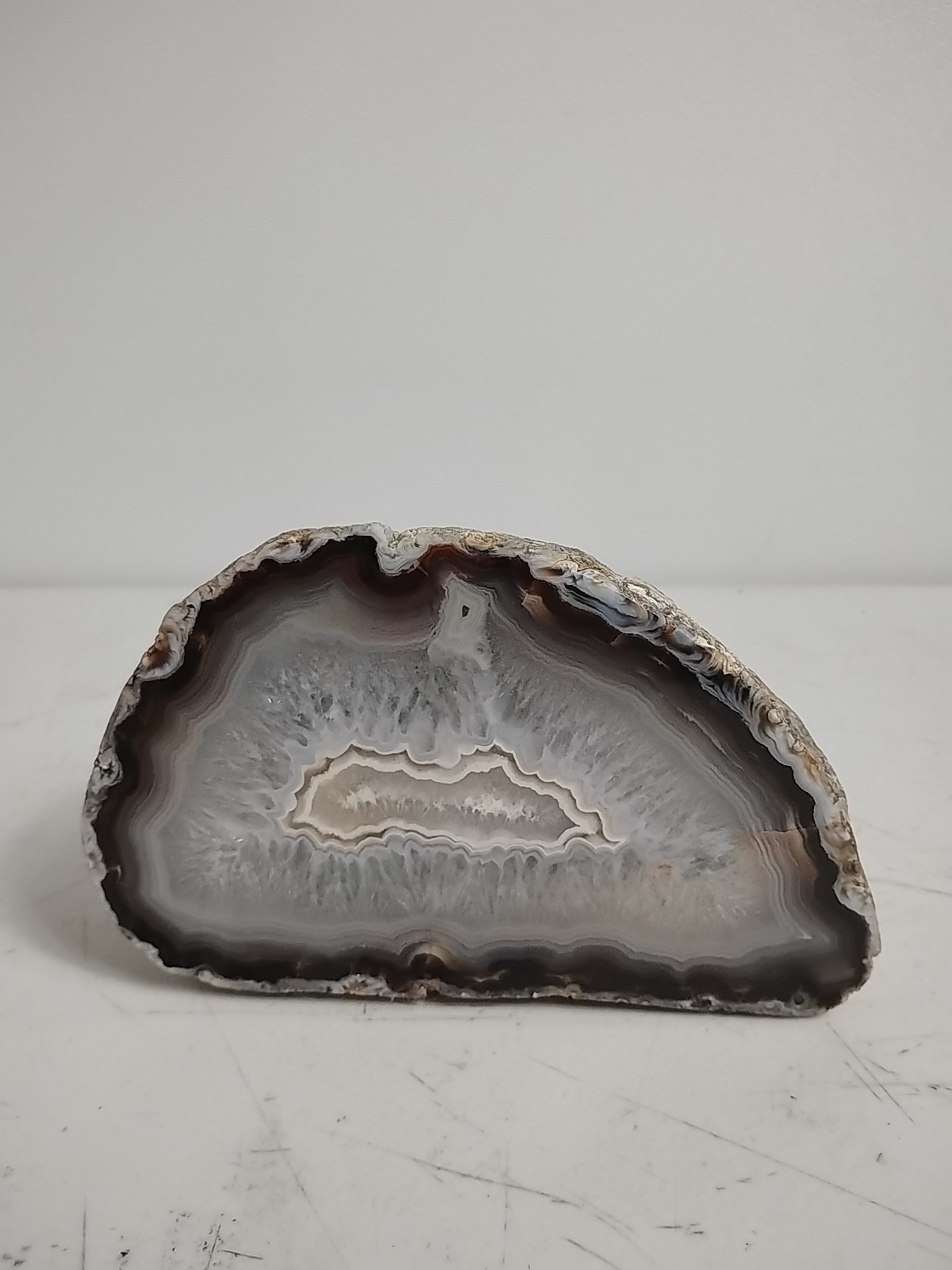 Geode Half Cut and Polished Origin Unknown White/Clear/Brown – SEE PICS!!!