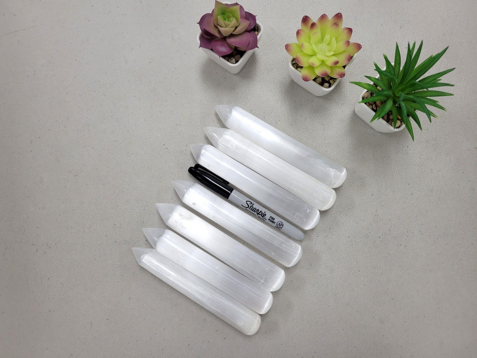 Selenite Crystal Massage Wand Polished Pointed Tip Thick Size & Charged