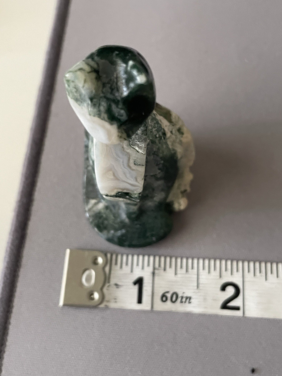 Moss Agate Crystal/Gemstone Sphynx Carving 64G 3″ x 1 1/4″