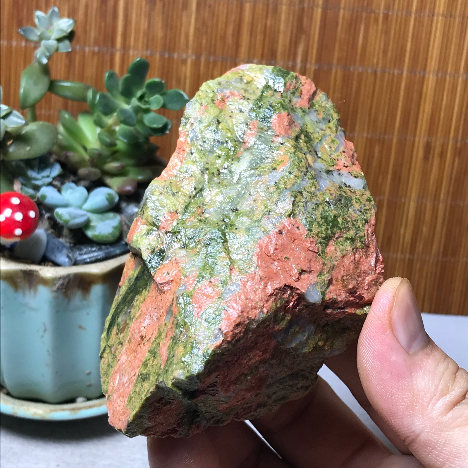 257g Natural Unakite Crystal gemstone Rough Mineral Specimen healing A6362