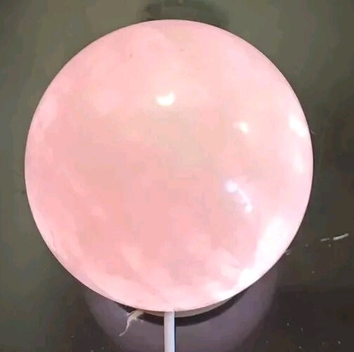 Polished Rose Quartz Crystal Ball Lamp 1 1/4lbs Sphere W LED Stand Large Vivid