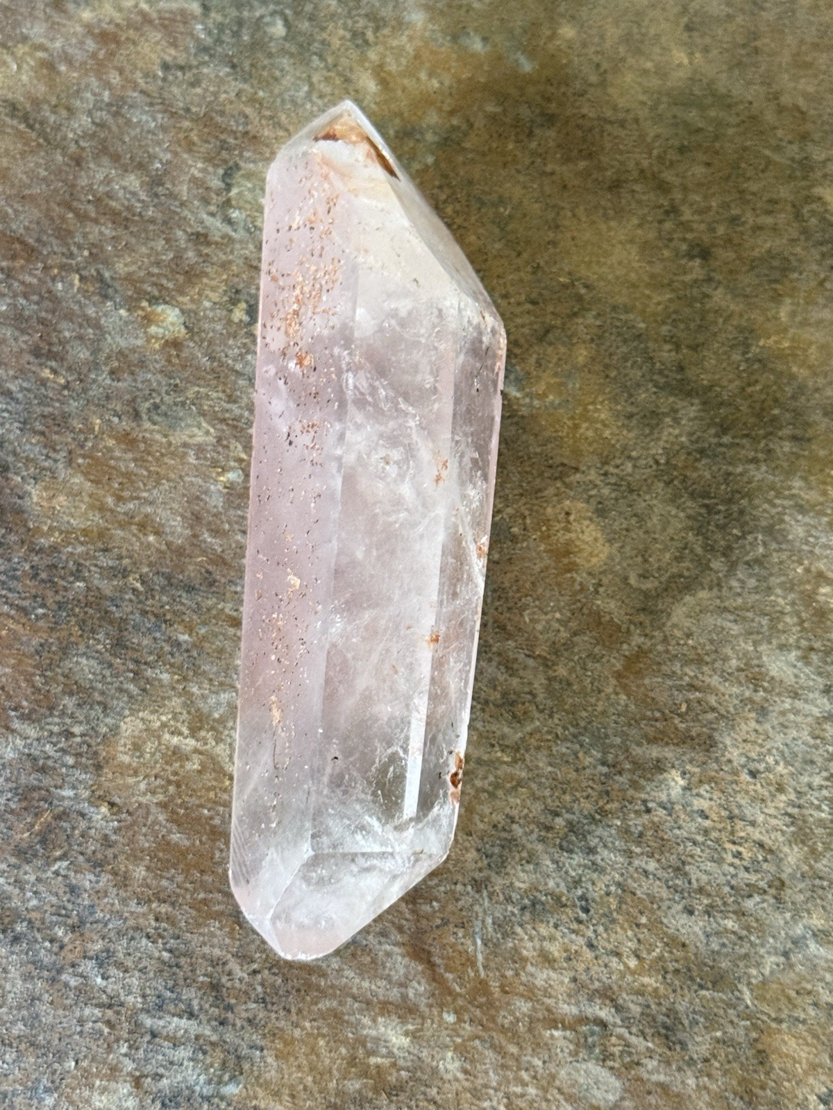 Natural Pink Lemurian Quartz Double-Terminated Crystal Wand
