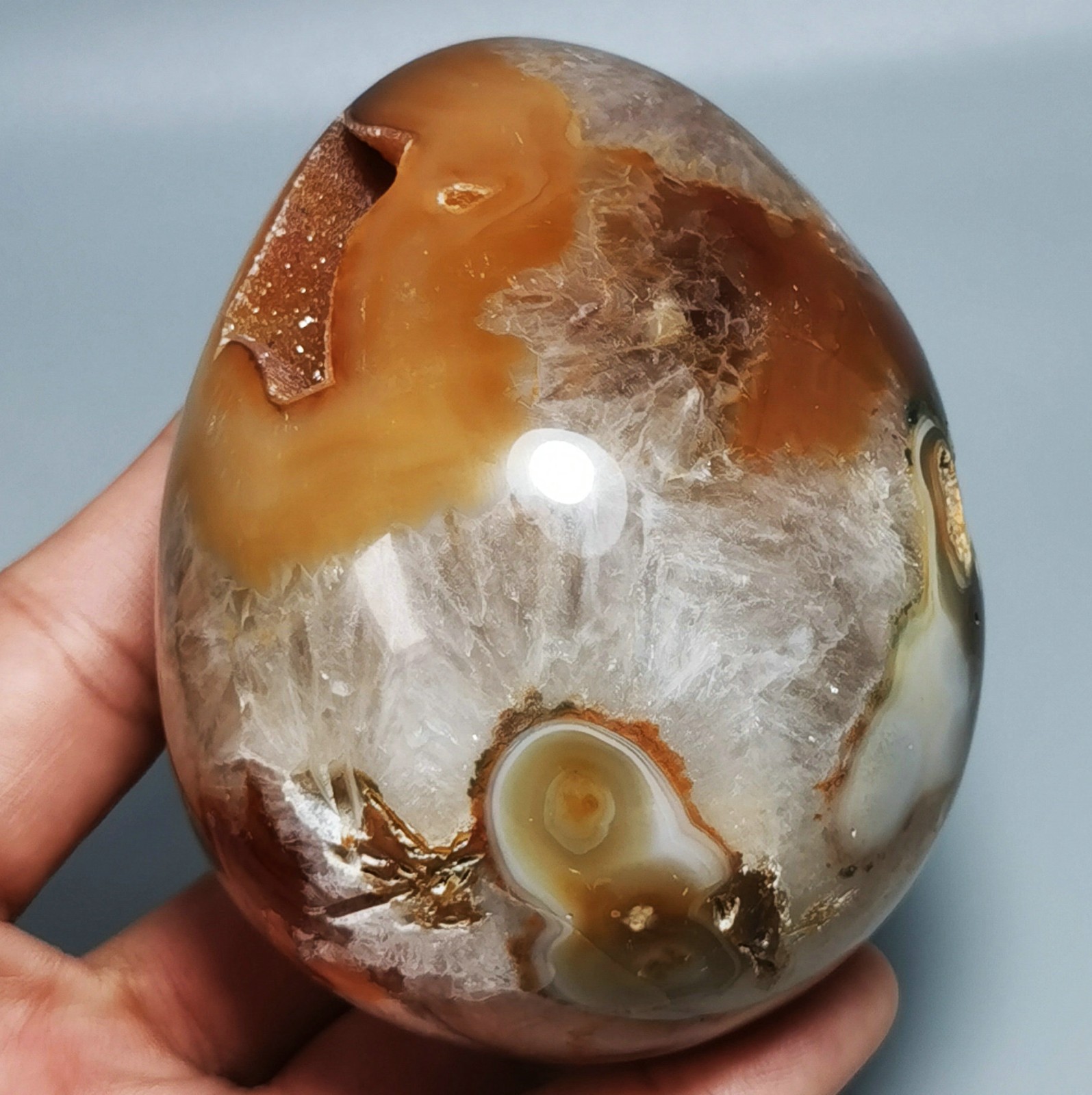 Natural BIG GEODE AGATE SPHERE EGG REIKI STONE HEALING
