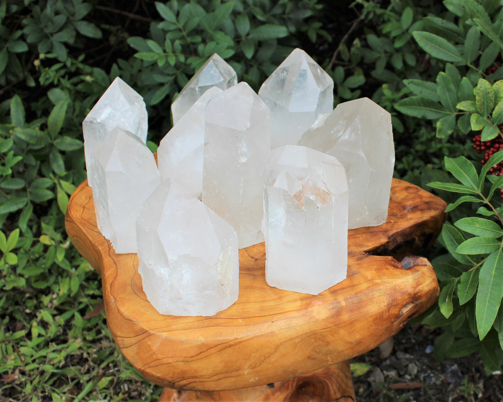 LARGE Clear Quartz Crystal Point with Cut Base – Free Standing Crystal Points