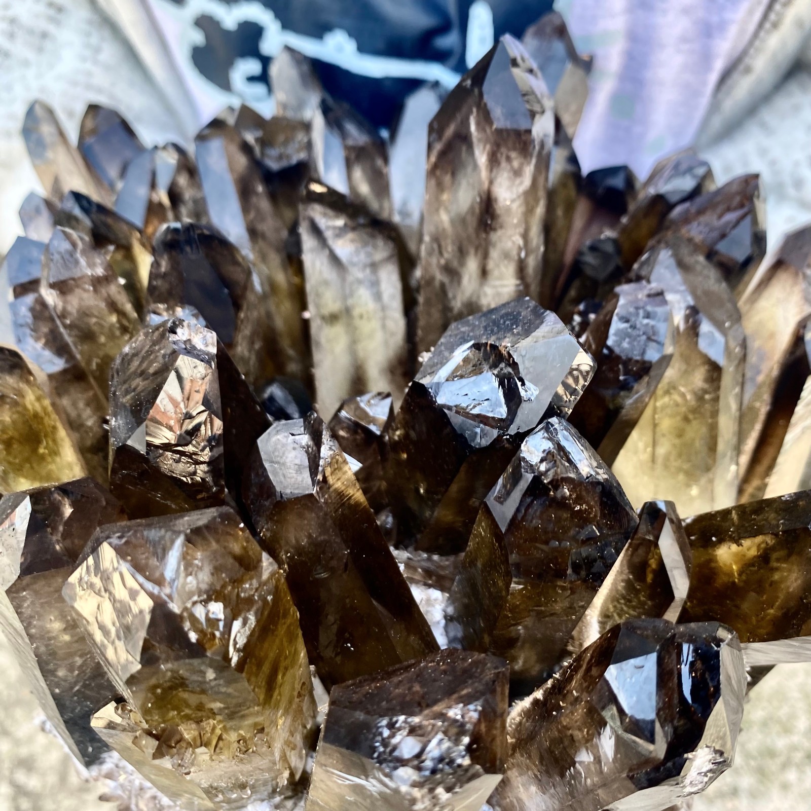 15.43LB New Find black Phantom Quartz Crystal Cluster Mineral Specimen Healing