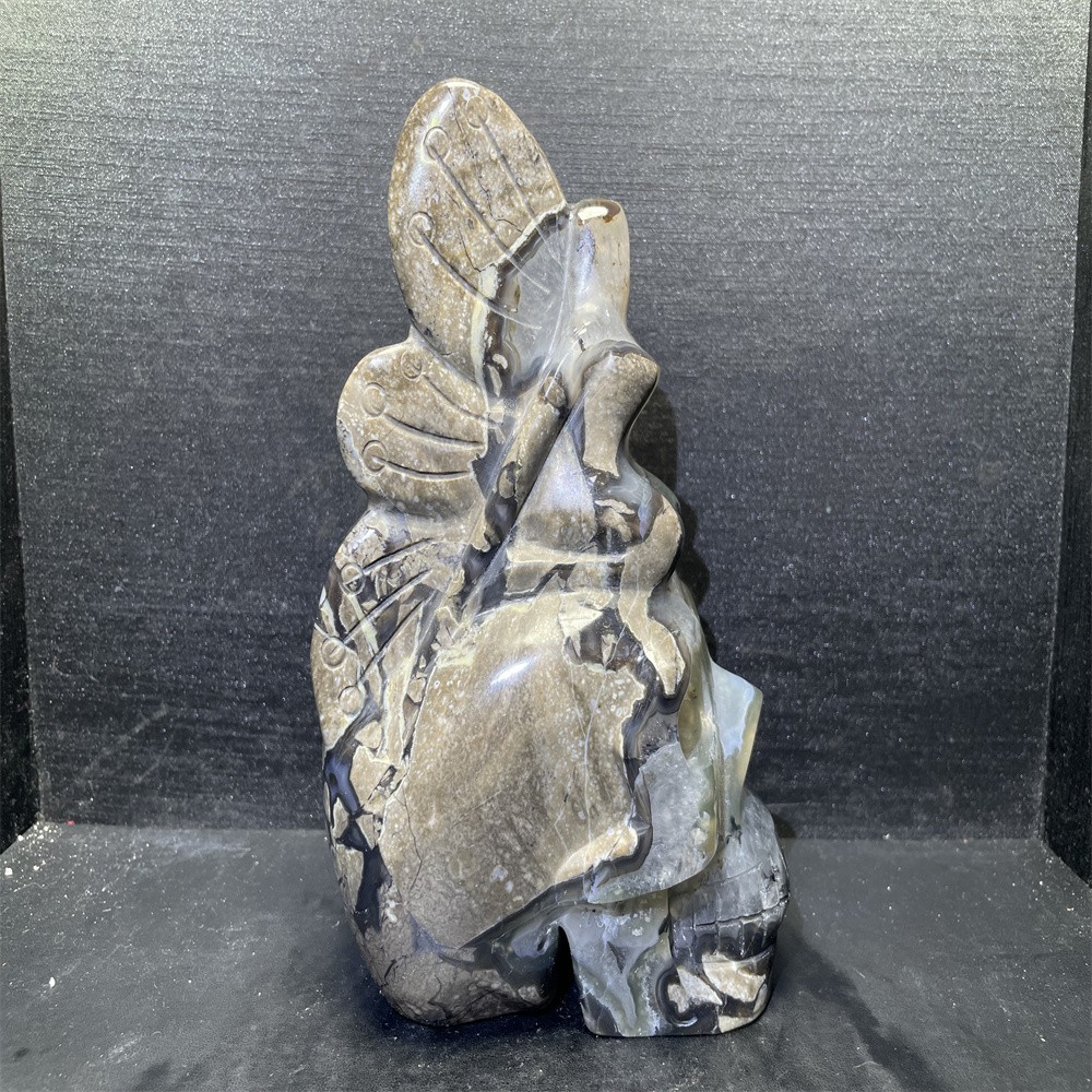 4.5LB 7.6”Natural UV Agate Fairy Carving Ornament Quartz Crystal Carving Gift