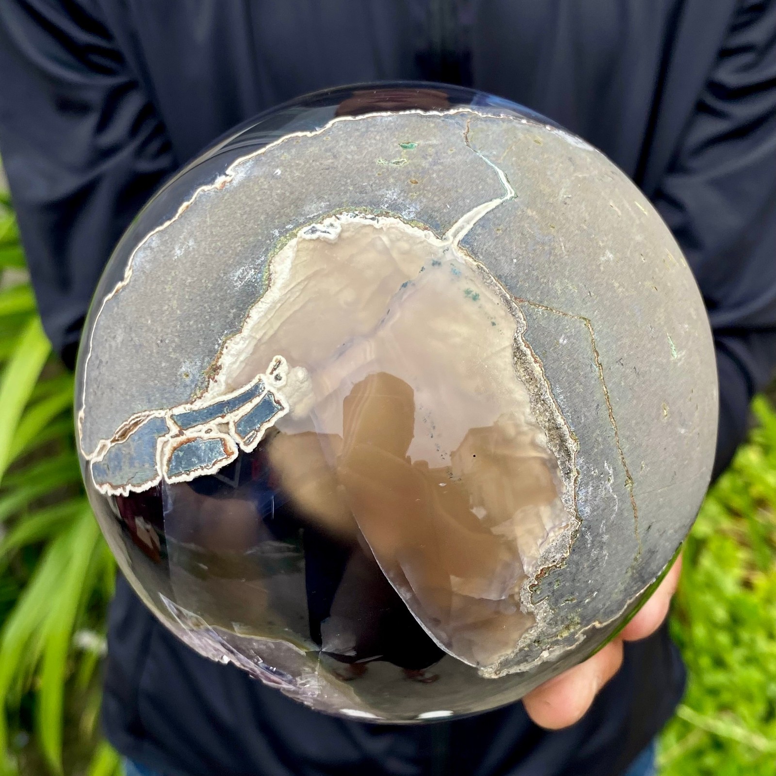 3.96LB Natural Amethyst Agate Ball Quartz Crystal Sphere reiki healing gem