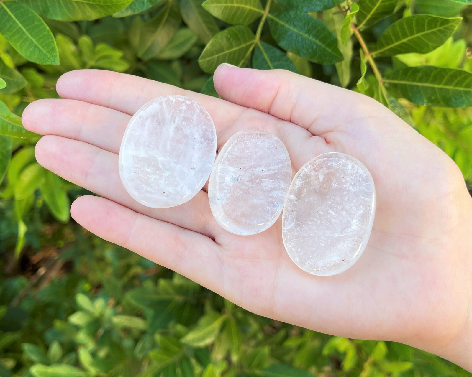 Clear Quartz Worry Stone (Smooth Polished Pocket Stone, Clear Quartz Palm Stone)