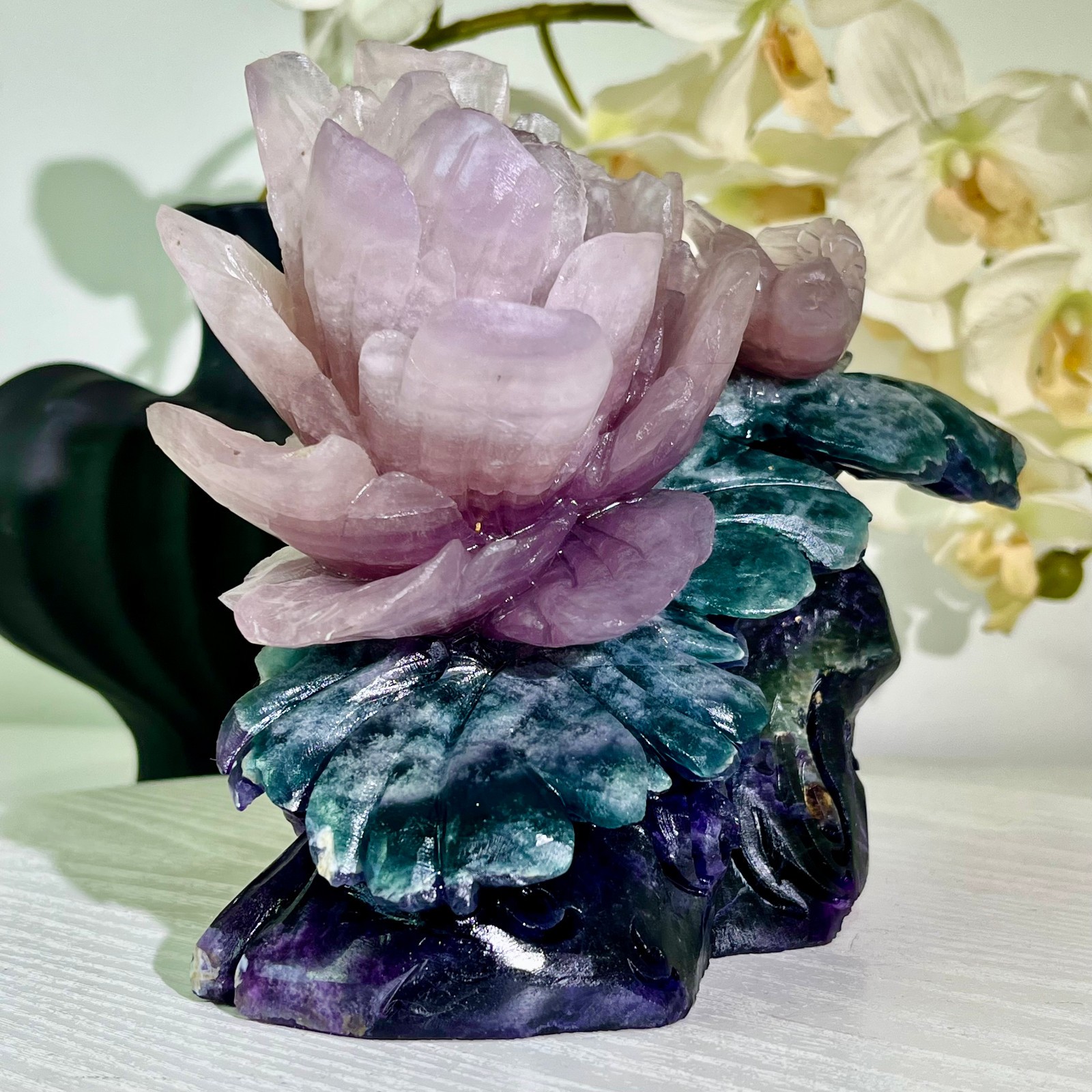 5.57LB Natural fluorite quartz products, hand carved and polished spiritual orn