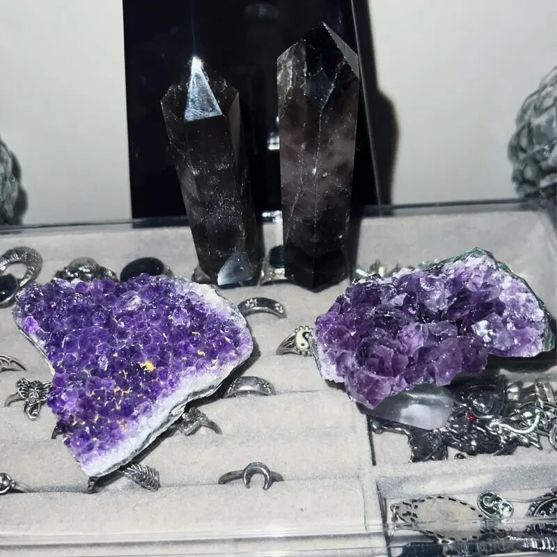 80-100g Raw Amethyst Crystal Quartz Cluster Specimens Healing Reiki Ornaments
