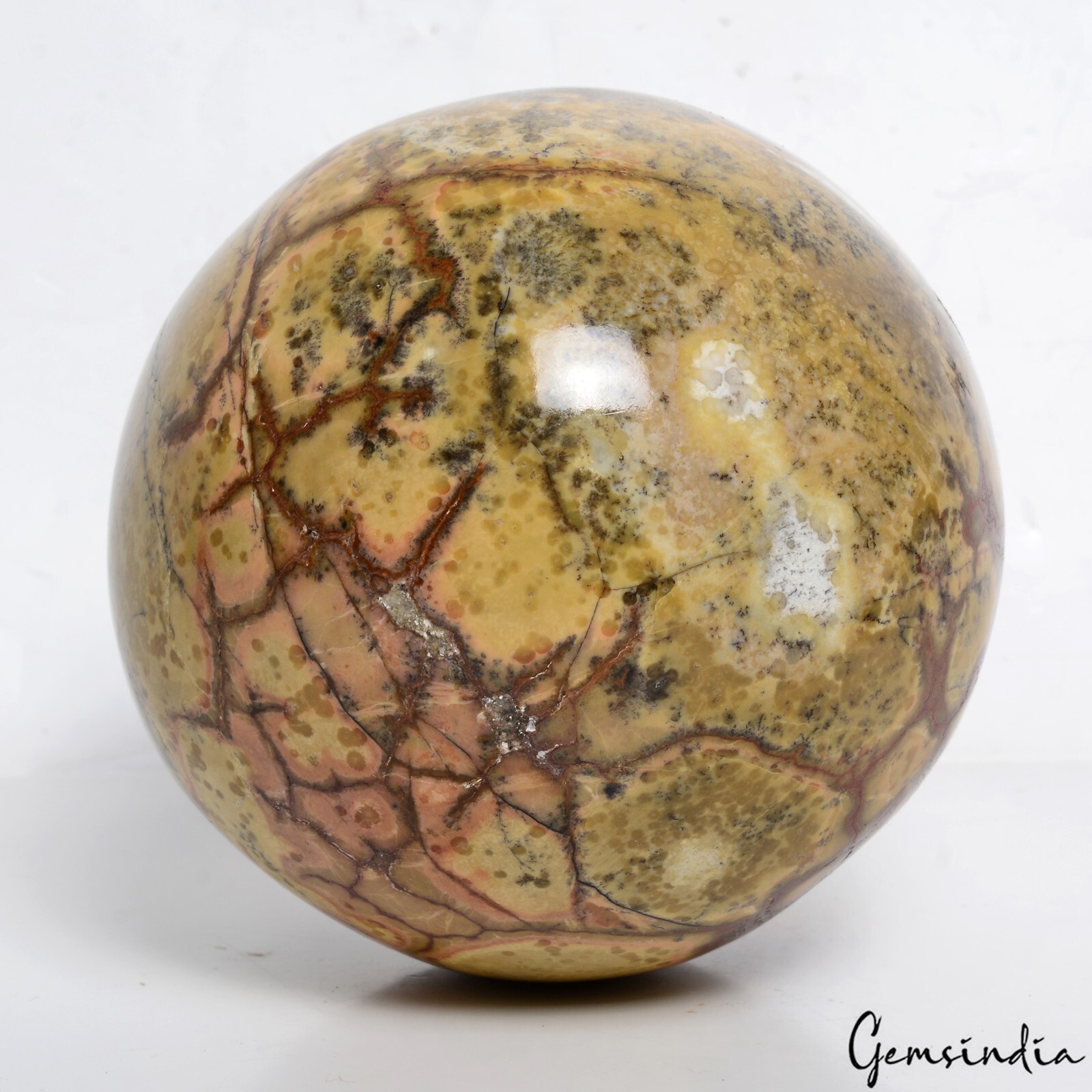 1.2 Kilo Natural Ocean Jasper Healing Crystal Mineral Gem Sphere/Ball With Stand