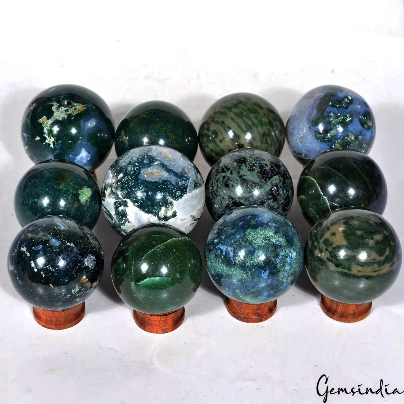 2 Kilo Natural Untreated Multi Gems Mini Sphere With Stand Healing Gems Lot 12Pc