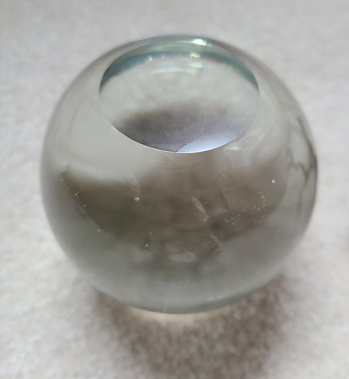 Clear Crystal on Brass Dragon Stand No Chips Not Round has Flat Bottom 3″