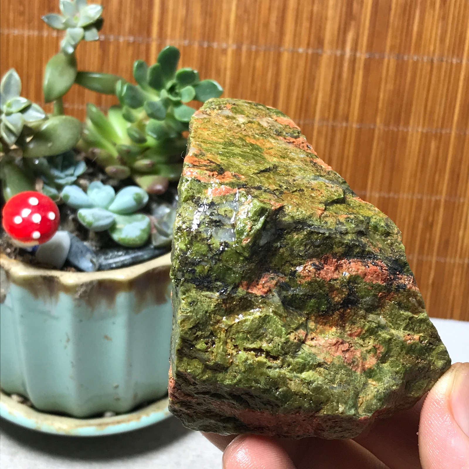 213g Natural Unakite Crystal gemstone Rough Mineral Specimen healing A6356