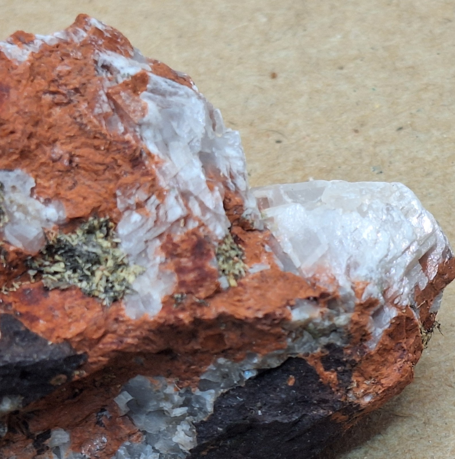 Calcite Epidote and Microcline In Basalt Conglomerate -Michigan Copper Mine